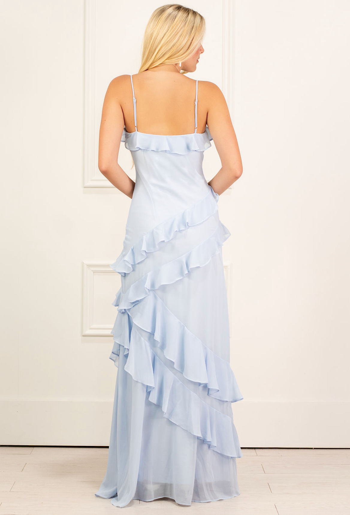 Marissa Frilly Maxi Dress Blue
