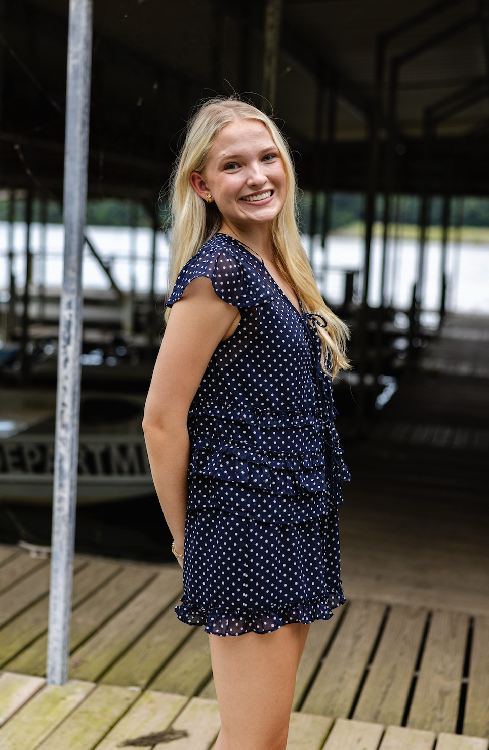 Sheer Dots Blouse Navy
