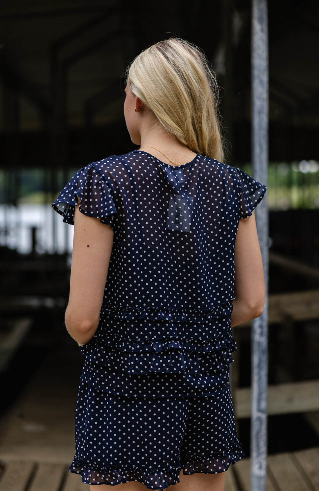 Sheer Dots Blouse Navy
