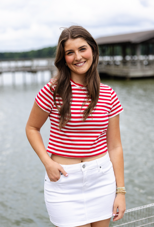 Red/White Stripe Tee