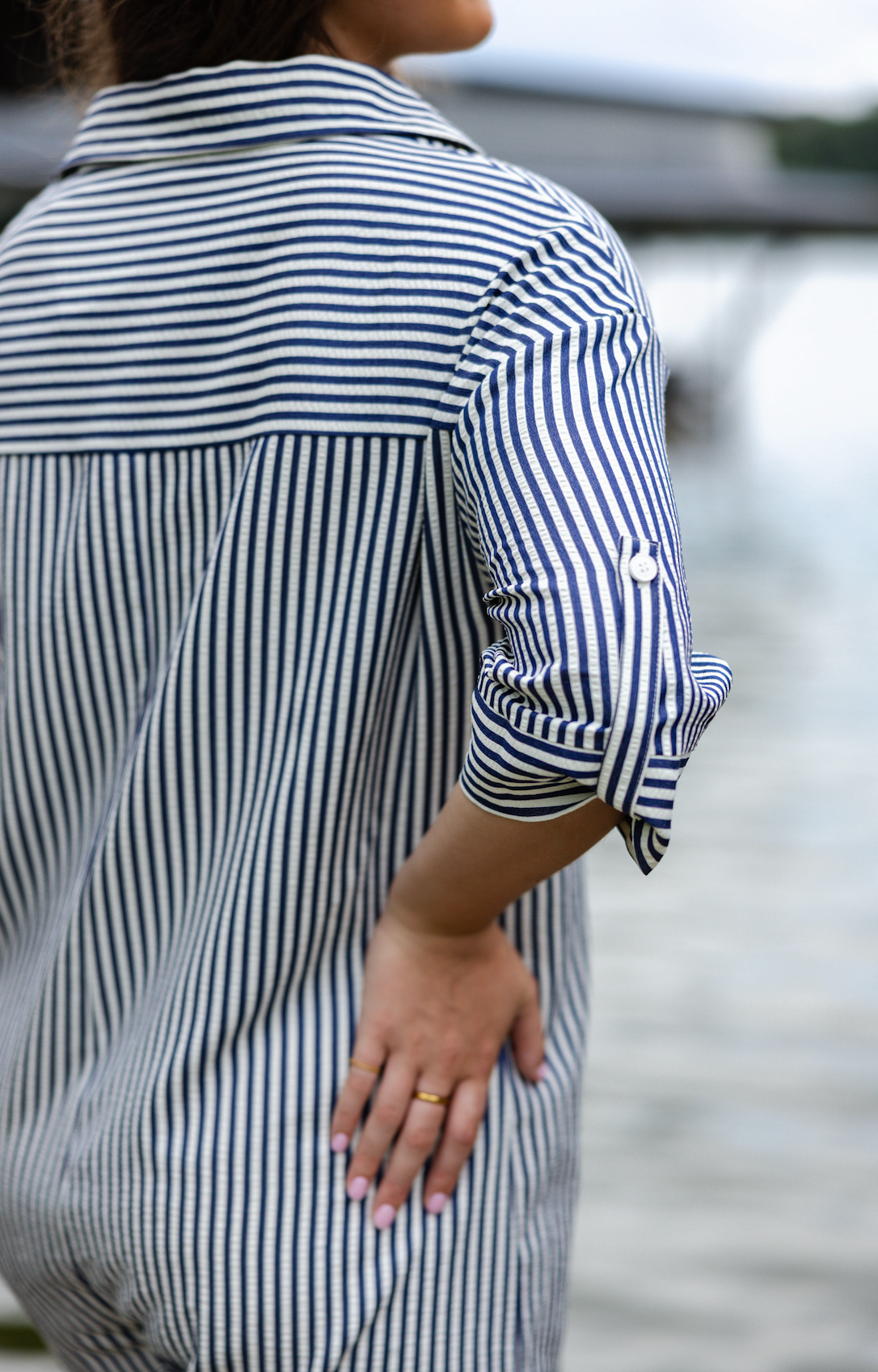 Audrey Stripe Shirt Romper