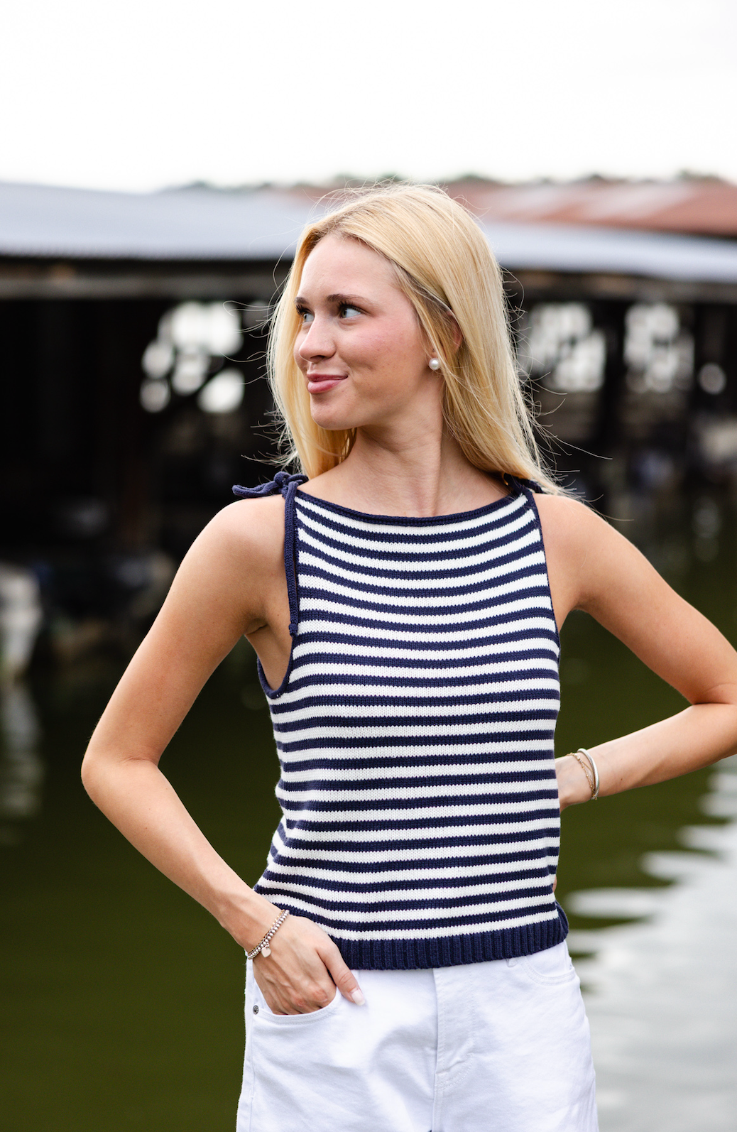 Navy Stripe Knit Tank