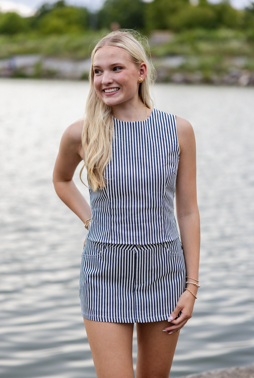 Stripe Top & Skirt Set of 2 Navy