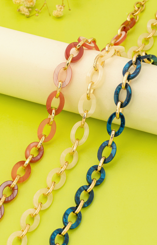 Resin Link Necklace Blue