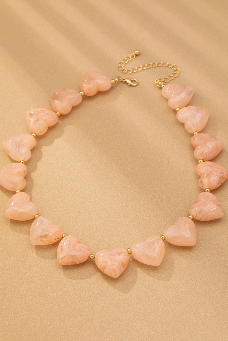 Large Heart Necklace Pink