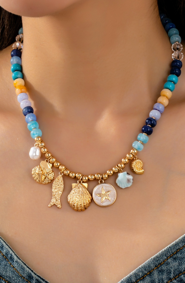 Sea Bead Charm Necklace