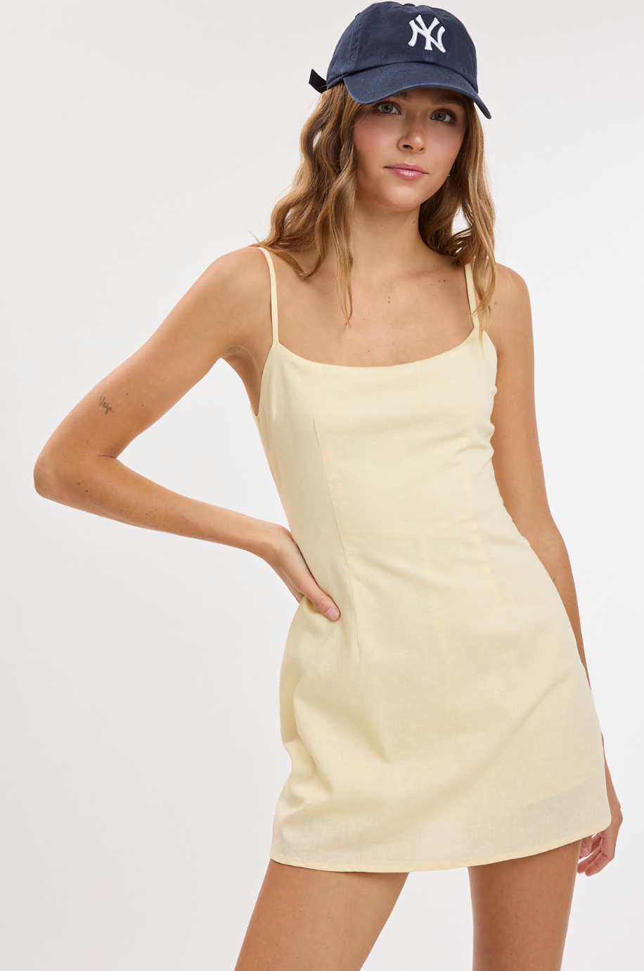 Kierra Linen Solid Dress Yellow