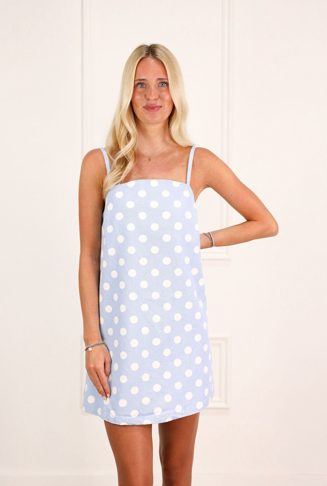 Polka Dot Shift Dress Sky