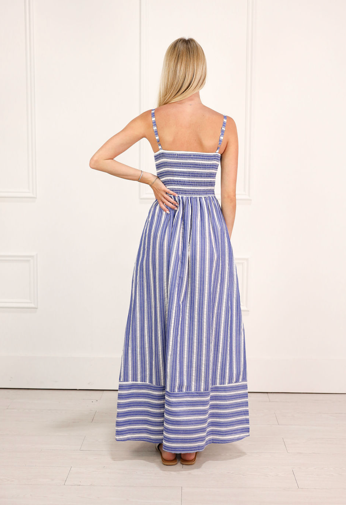 Blue Stripe Smock Maxi Dress