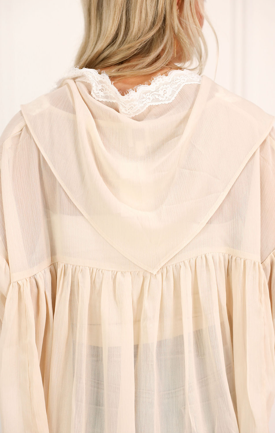 Sheer Blouse w/ Lace Bandana