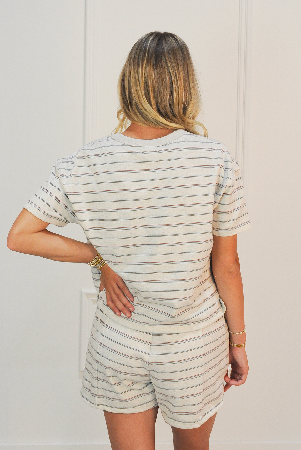 Grey Stripe Top & Shorts Set of 2