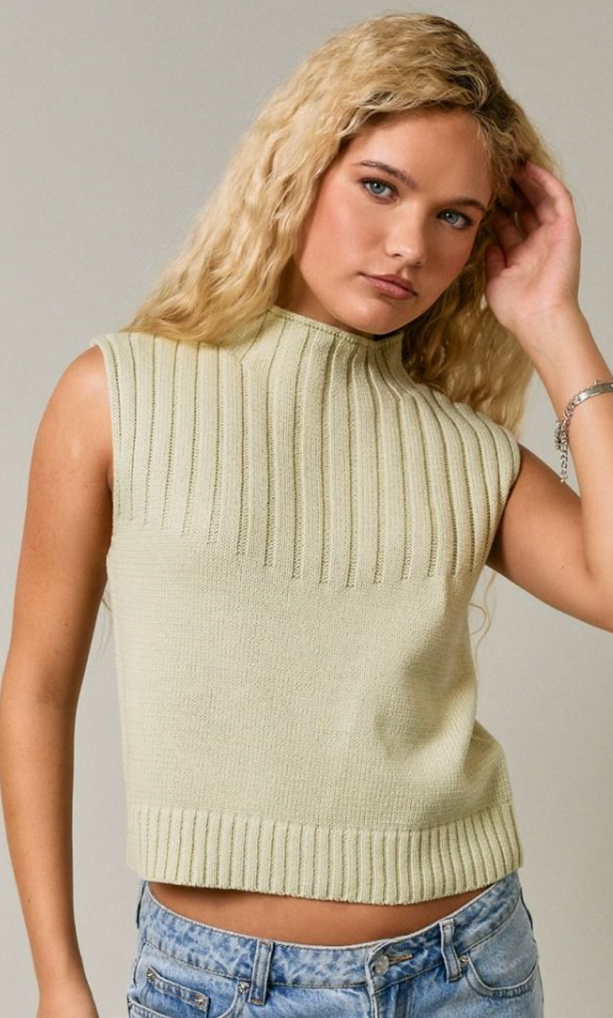 Mock Neck Knit Top Sage