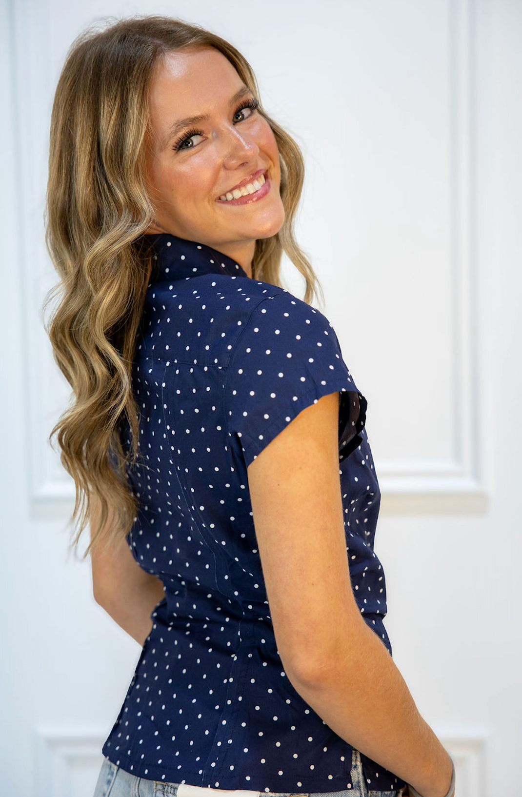 Navy Polka Dot S/S Shirt