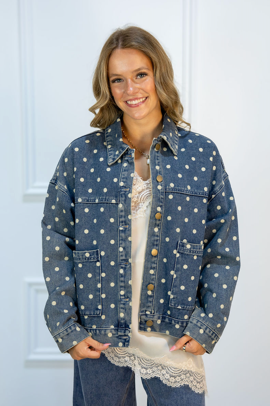 Polka Dot Denim Jacket
