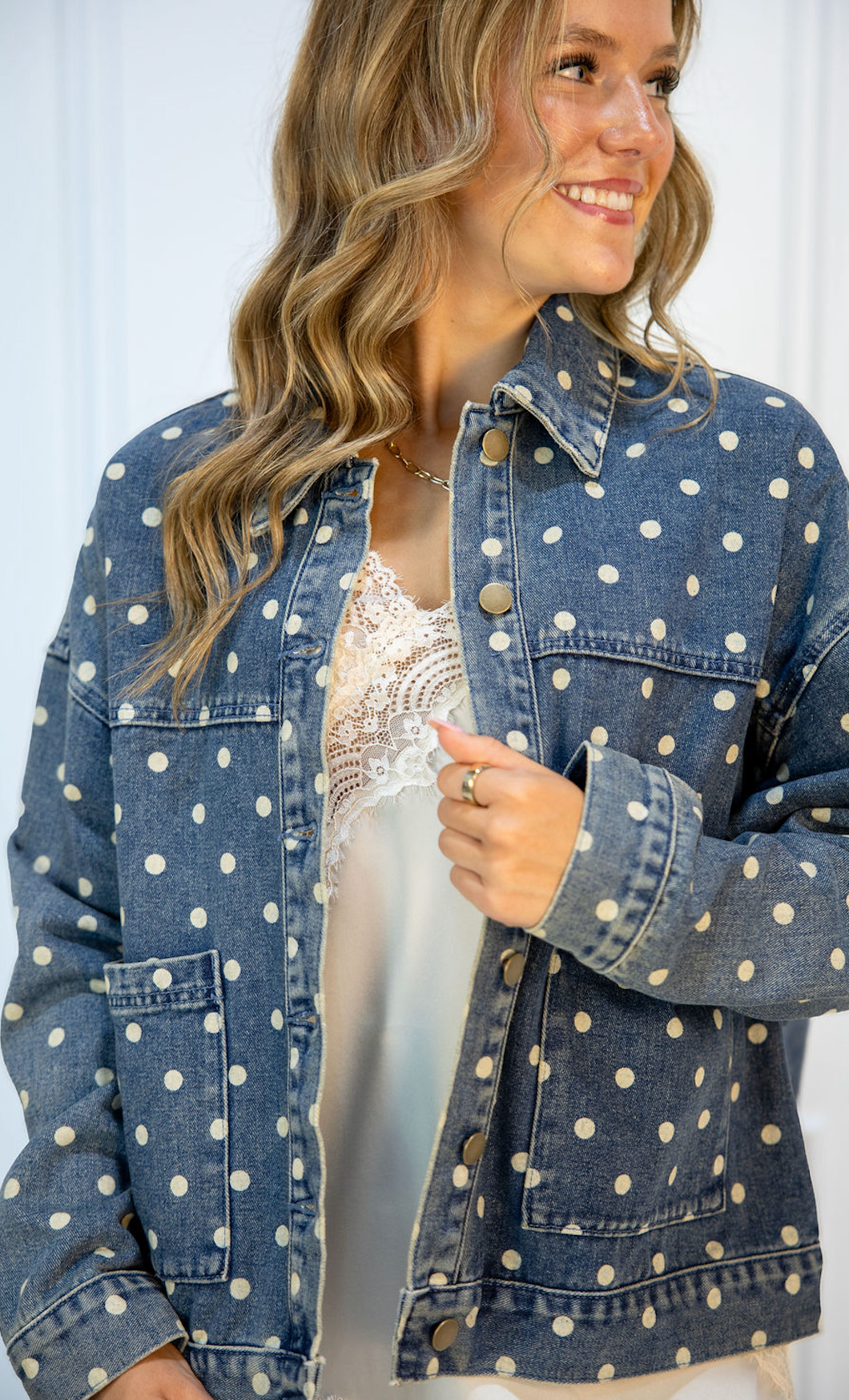 Polka Dot Denim Jacket