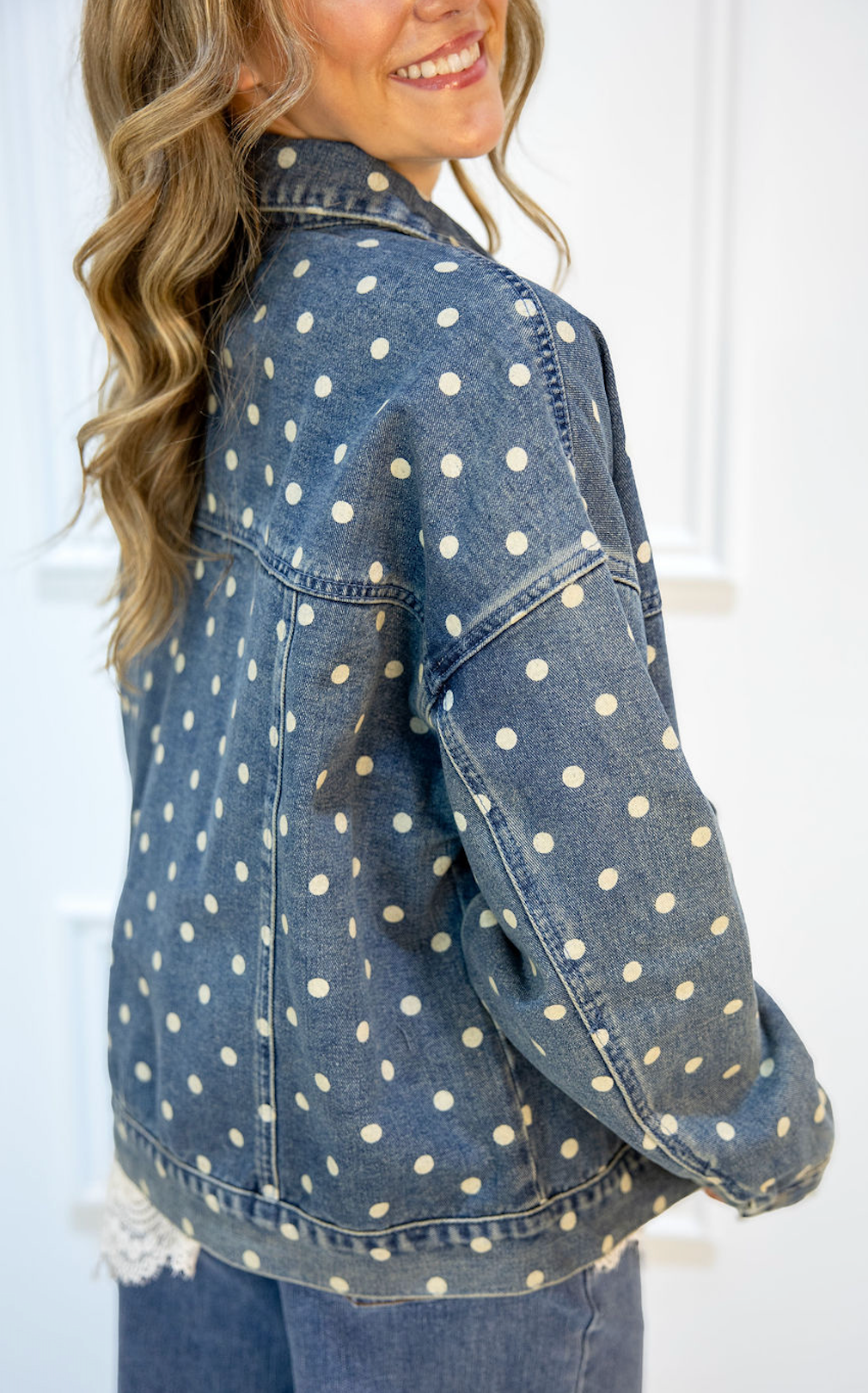 Polka Dot Denim Jacket
