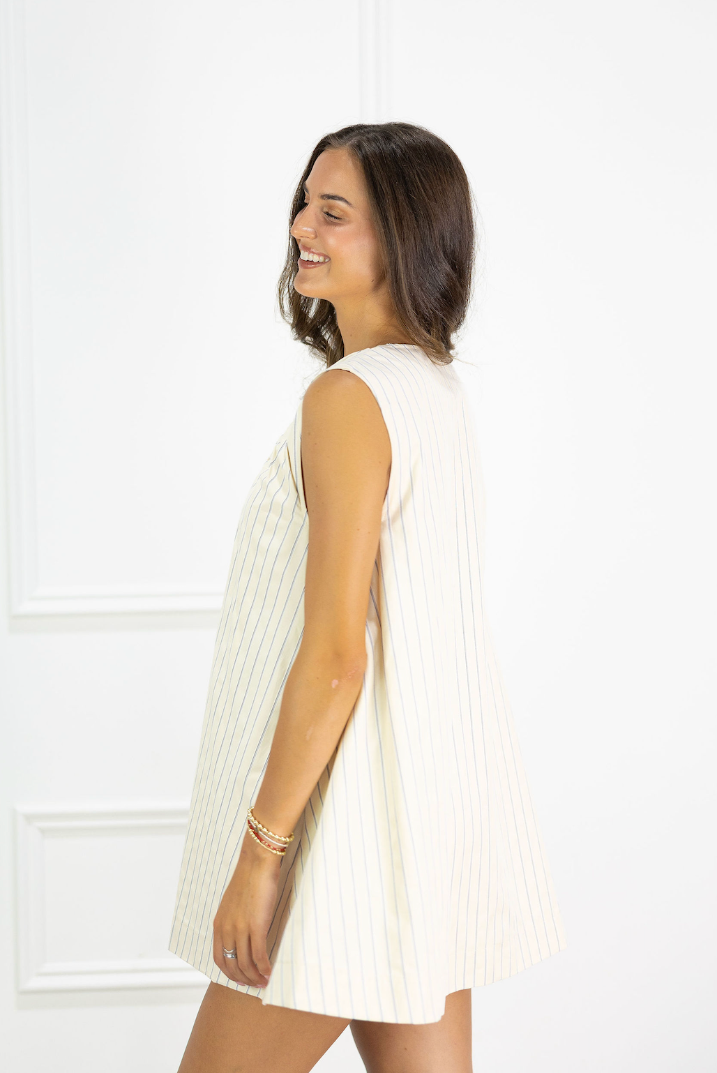Ivory Stripe U-line Dress