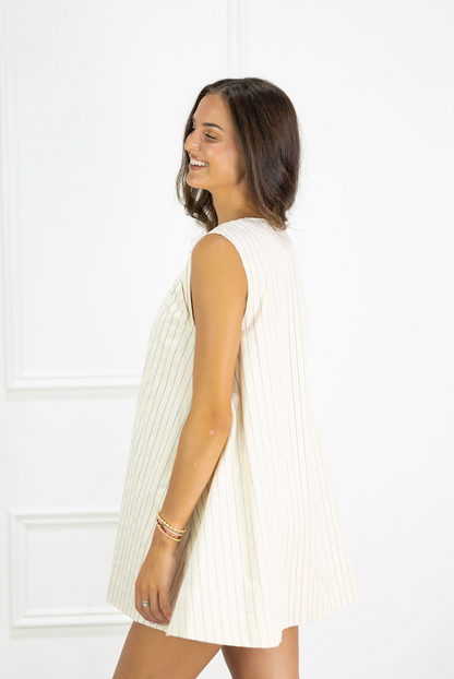 Ivory Stripe U-line Dress