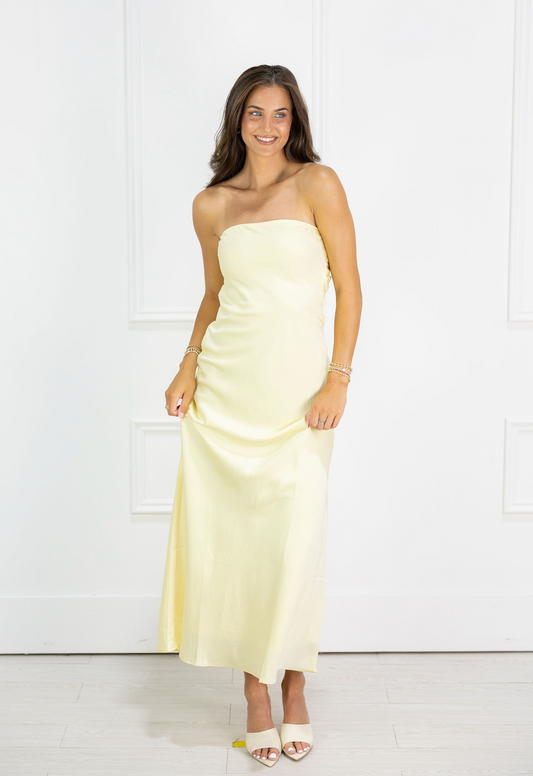 Satin Strapless Maxi Dress Butter