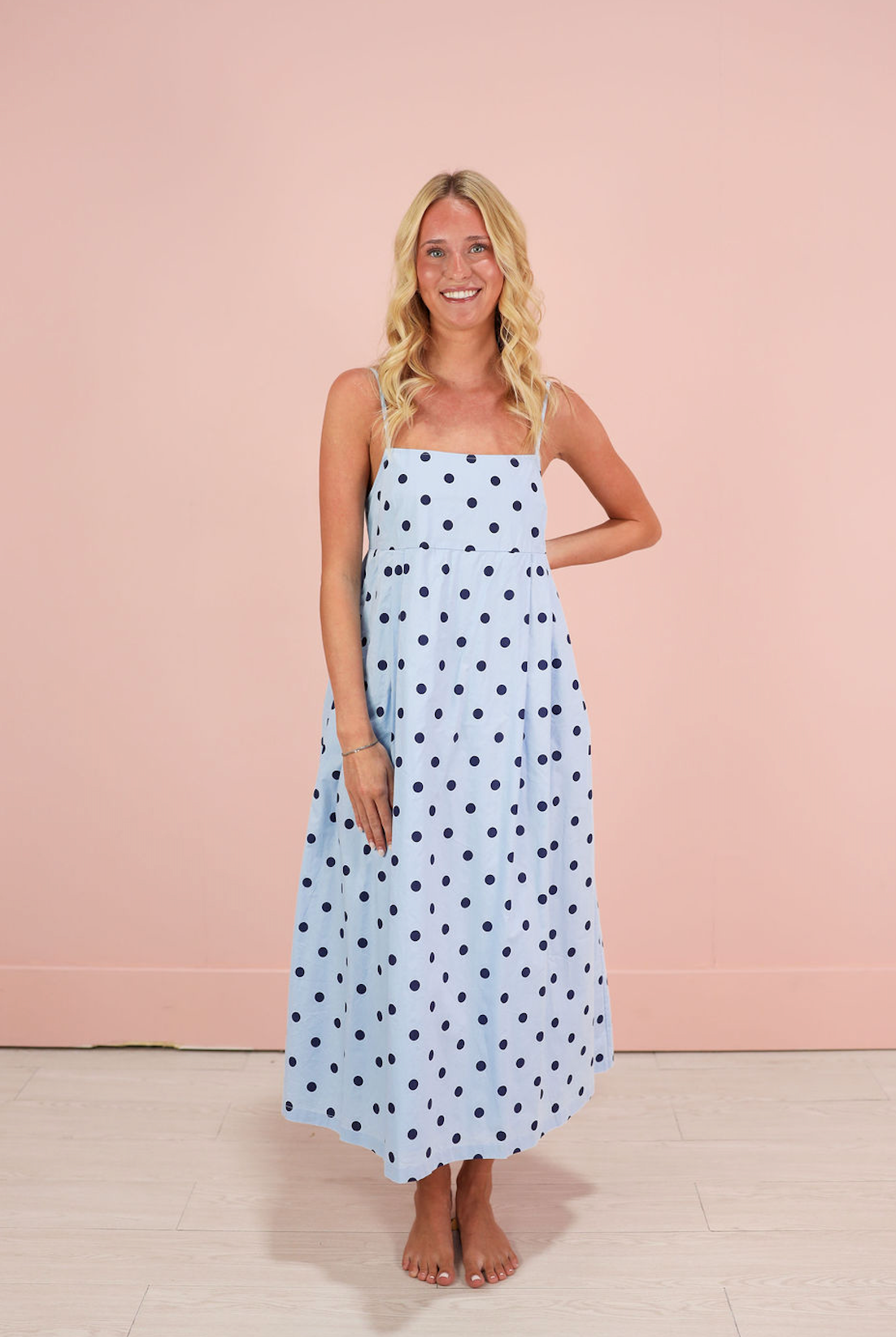 Polka Dot Midi Dress Blue/Navy