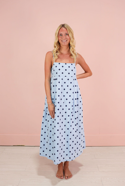 Polka Dot Midi Dress Blue/Navy