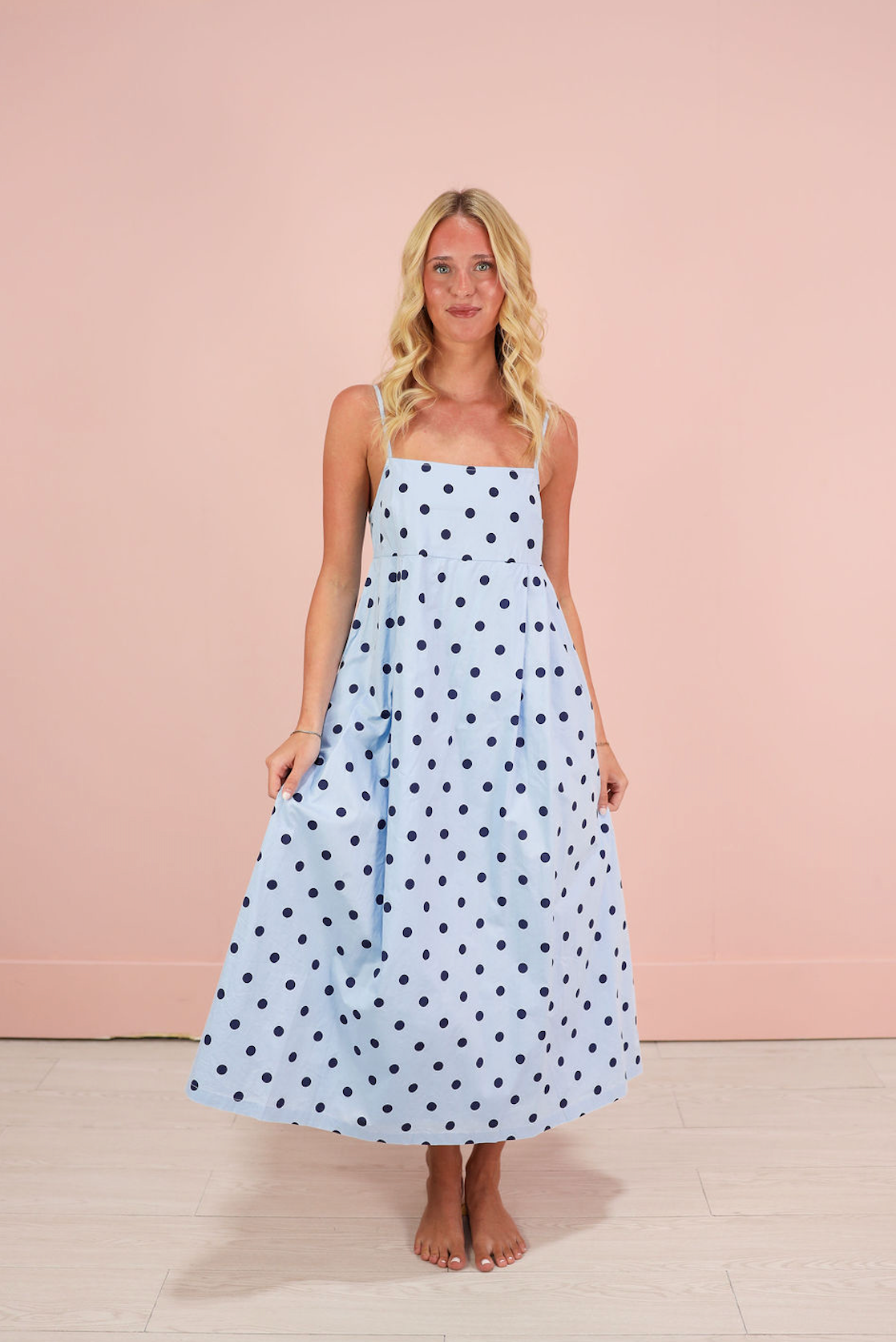 Polka Dot Midi Dress Blue/Navy