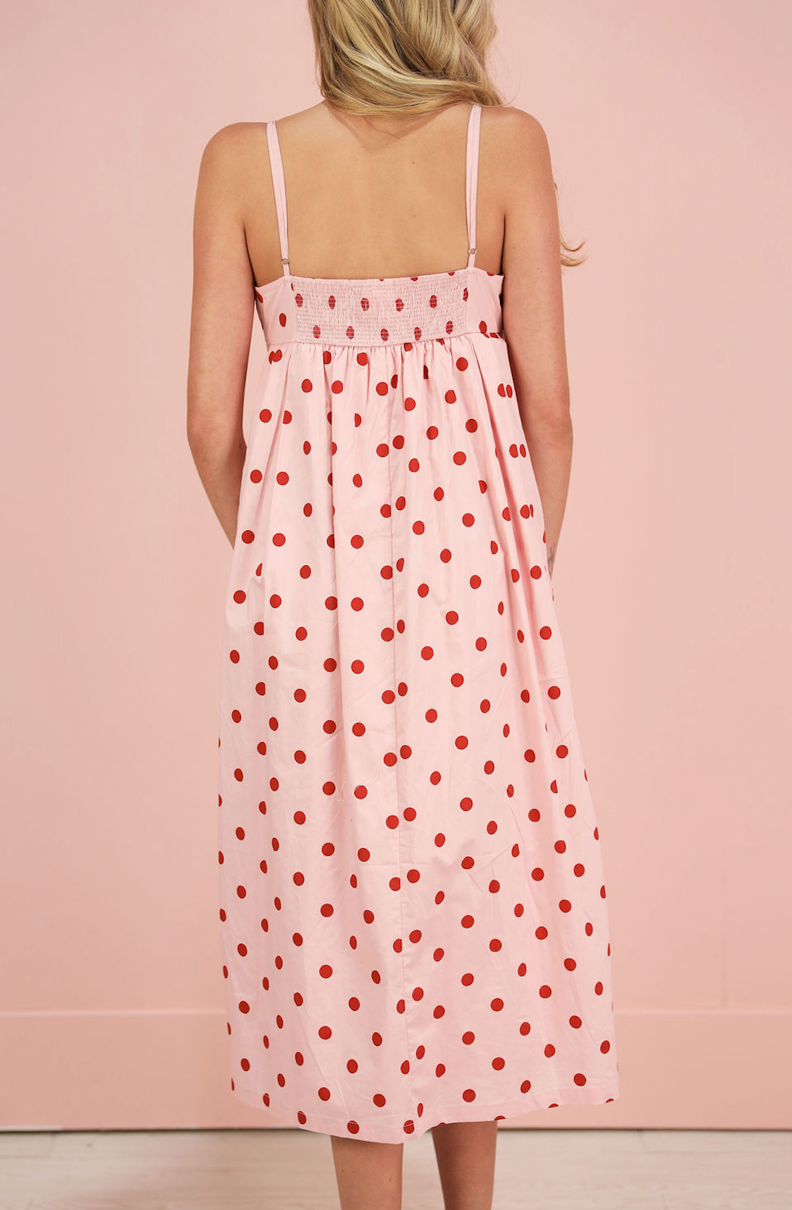 Polka Dot Midi Dress Pink/Red