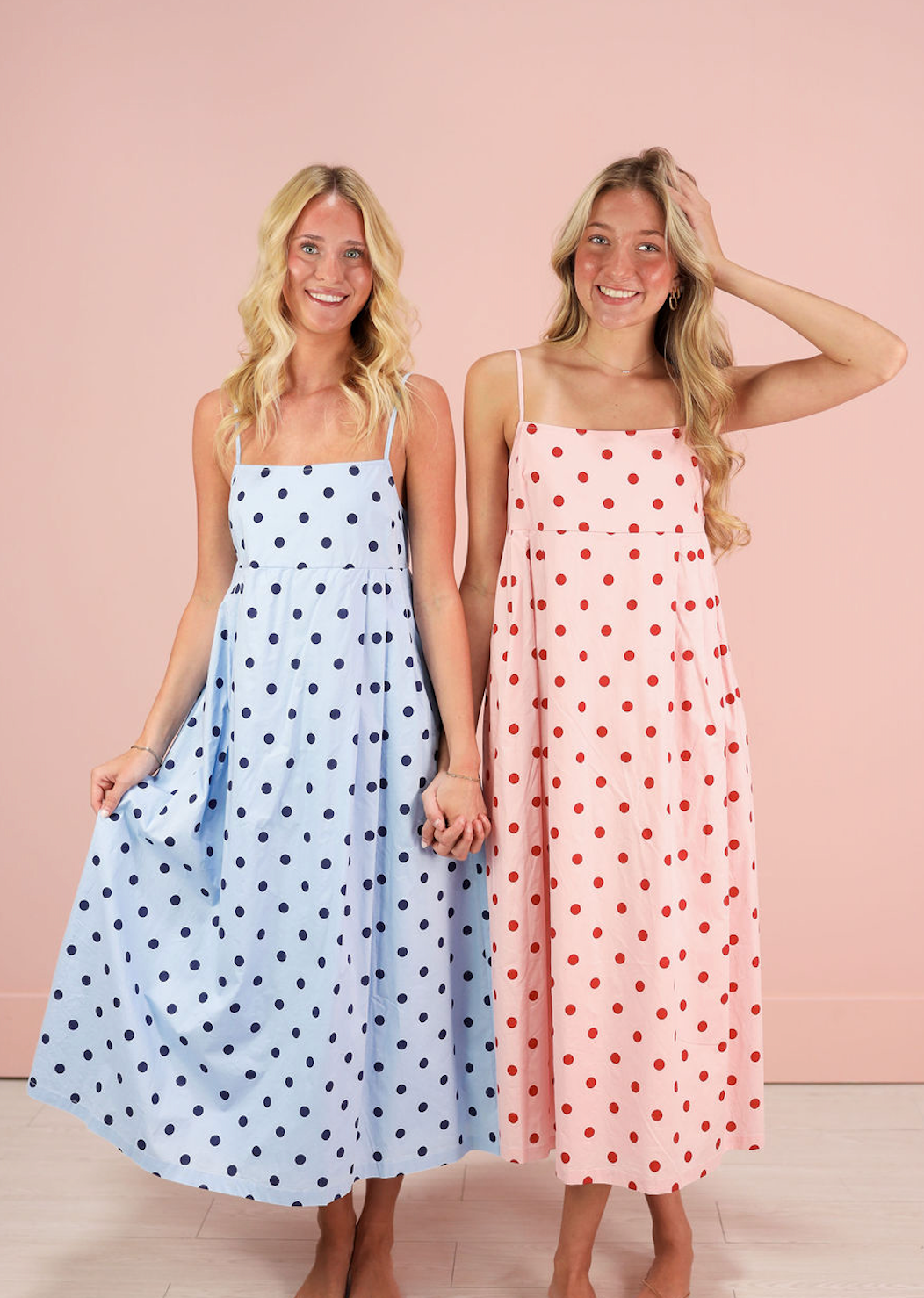Polka Dot Midi Dress Pink/Red