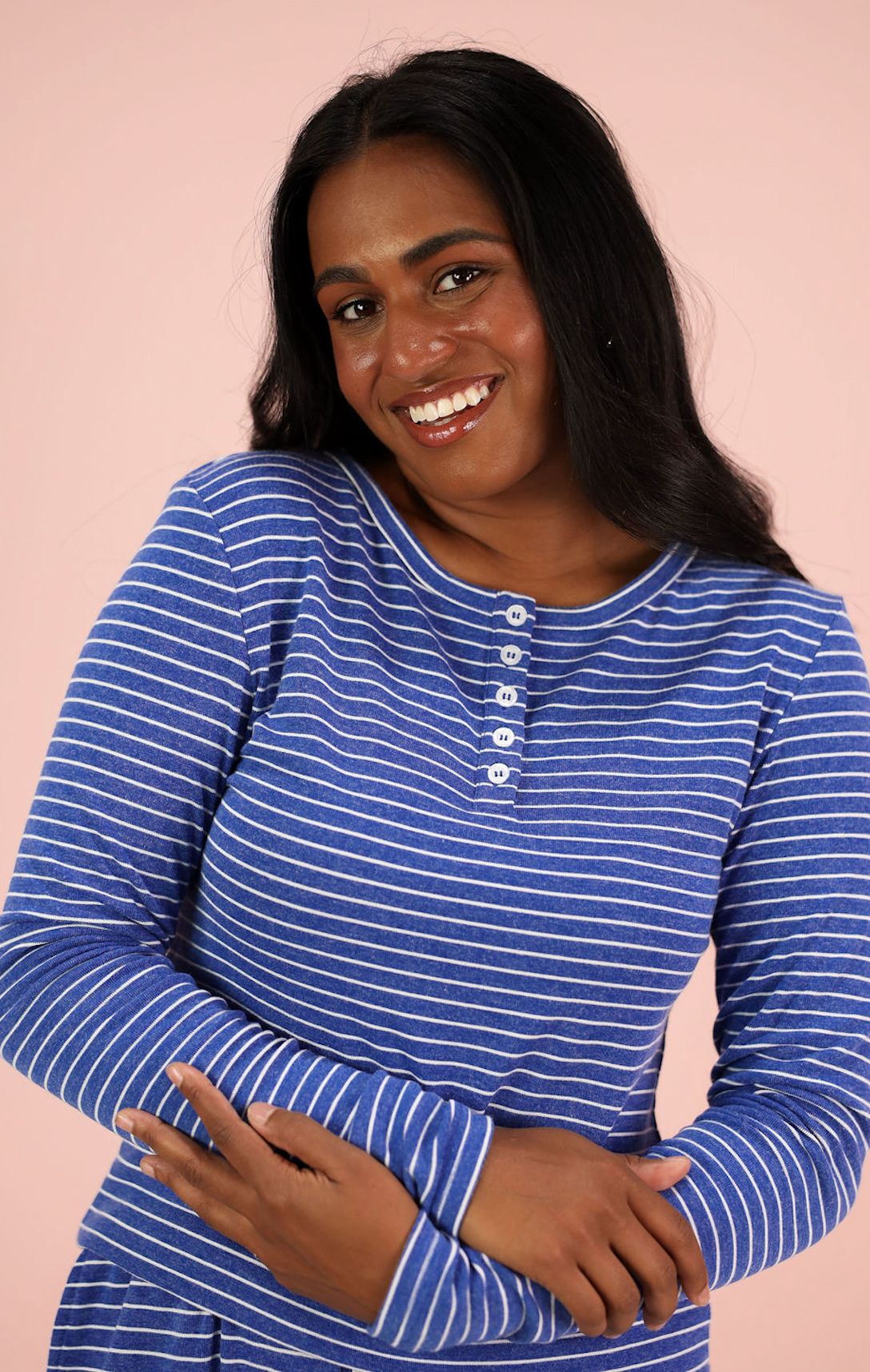 Soft Striped Button Lounge Top