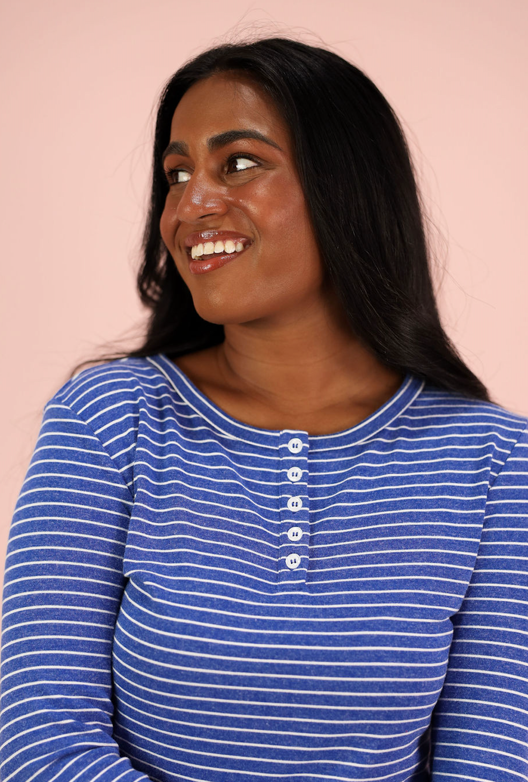 Soft Striped Button Lounge Top