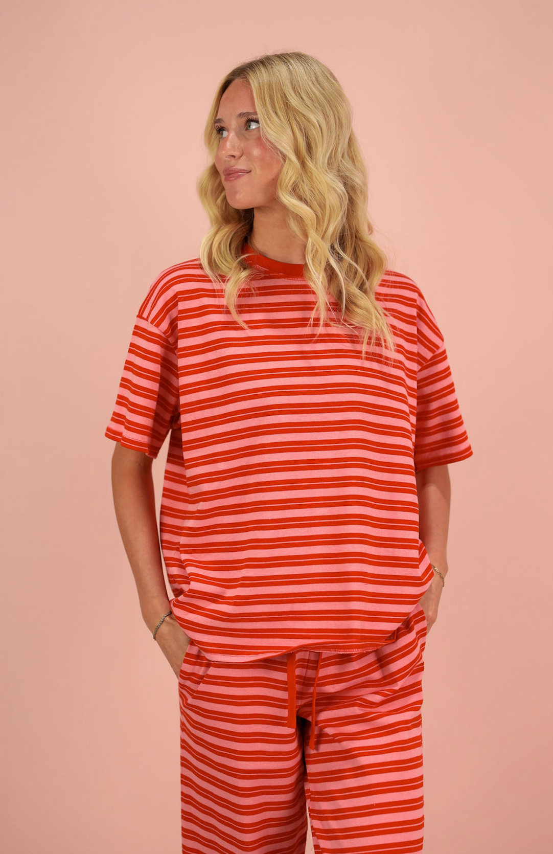Double Striped T-shirt Red/Pink