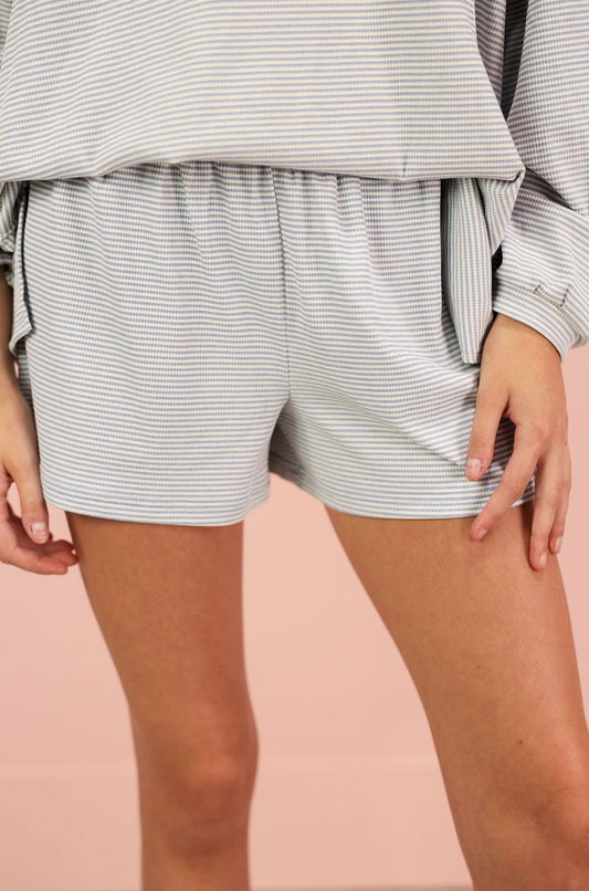 Ribbed Stripe Shorts Periwinkle