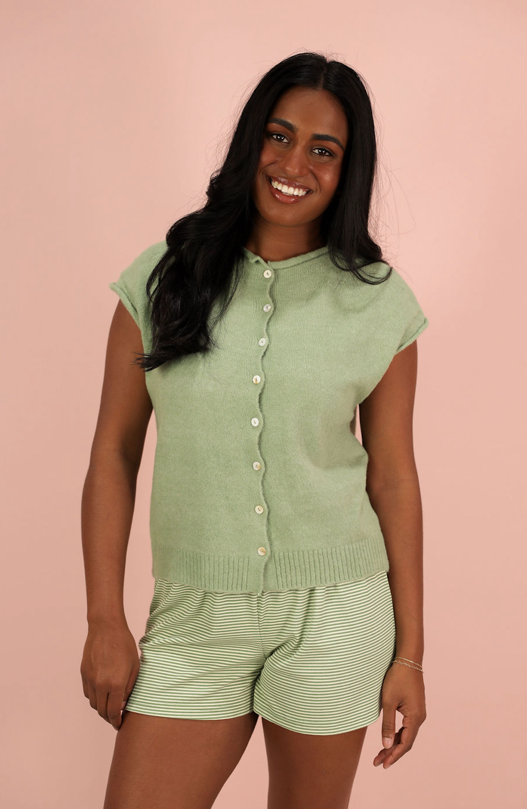 Sweater Vest Cardigan Matcha