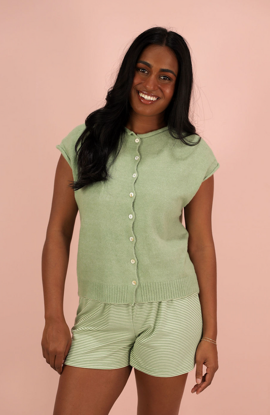 Sweater Vest Cardigan Matcha
