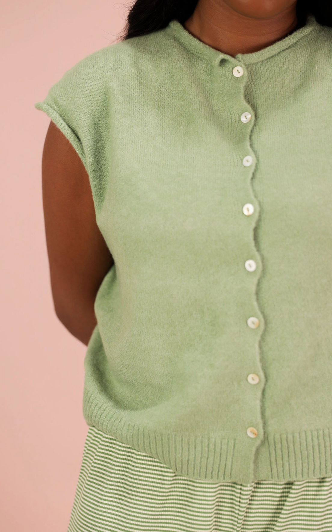 Sweater Vest Cardigan Matcha