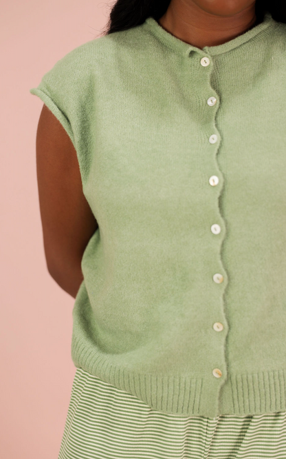 Sweater Vest Cardigan Matcha