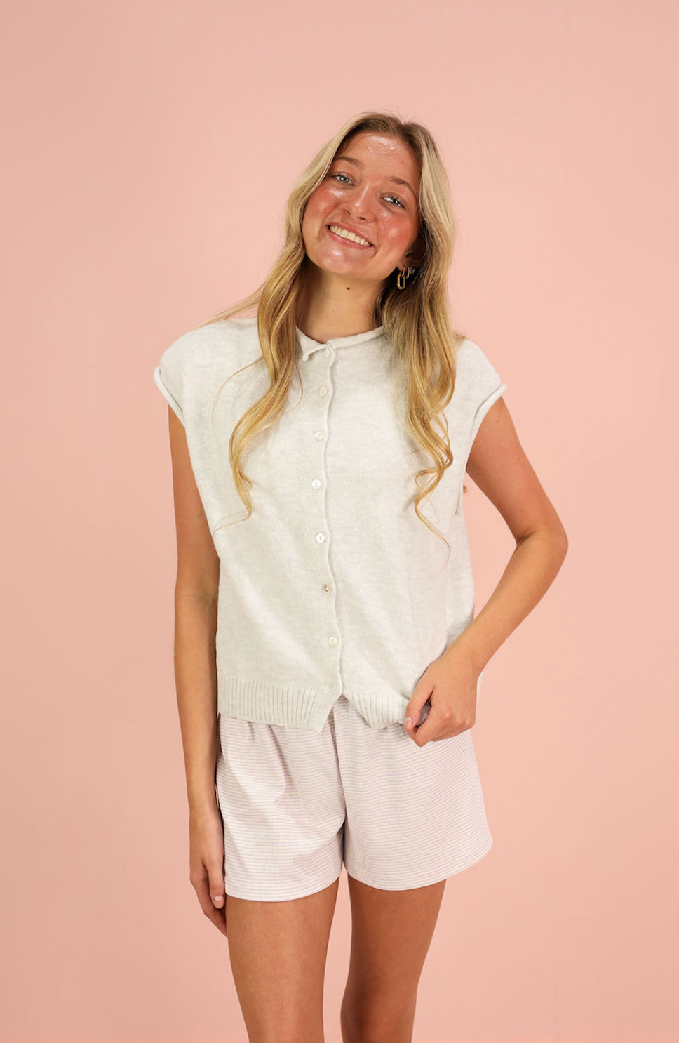 Ribbed Stripe Shorts Lilac