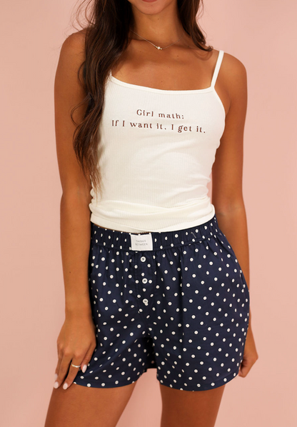 Navy Polka Dot Shorts