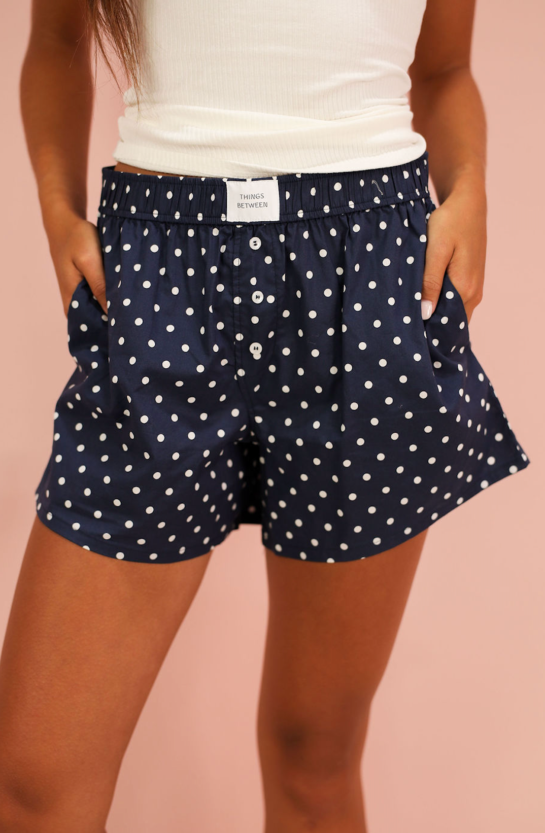 Navy Polka Dot Shorts