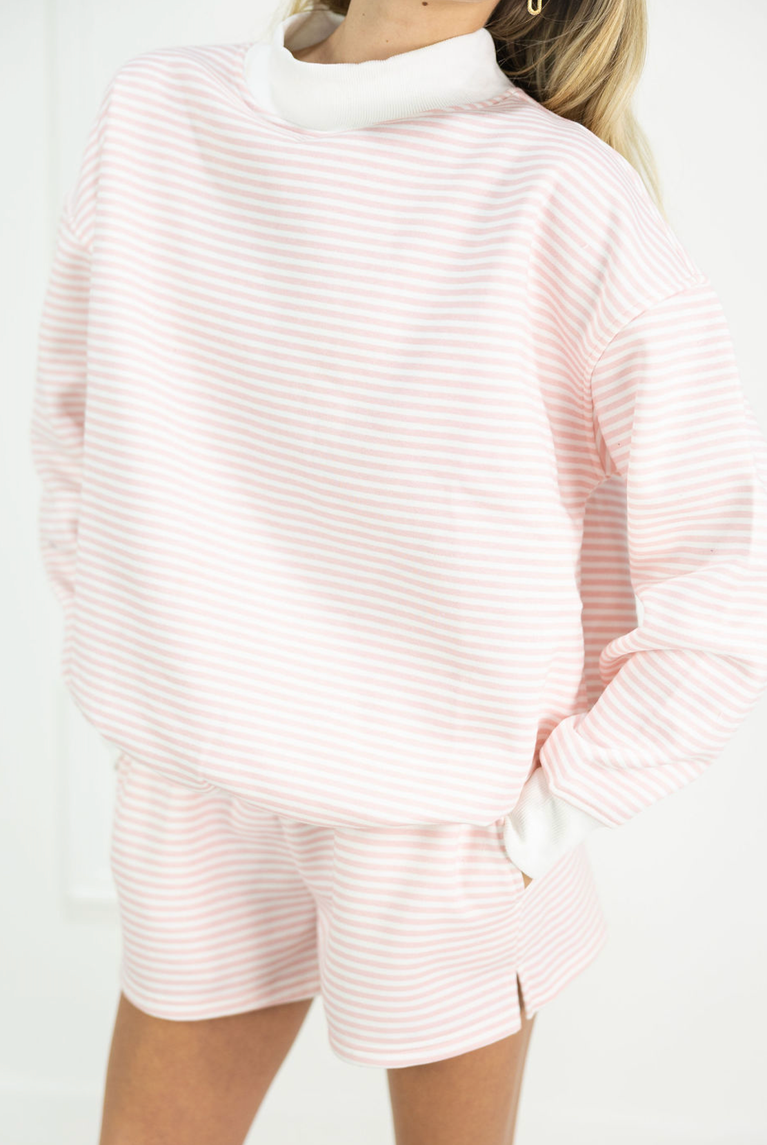 Pink/White Stripe Sweatshorts