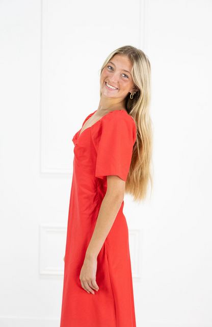 Janet Midi Dress Red