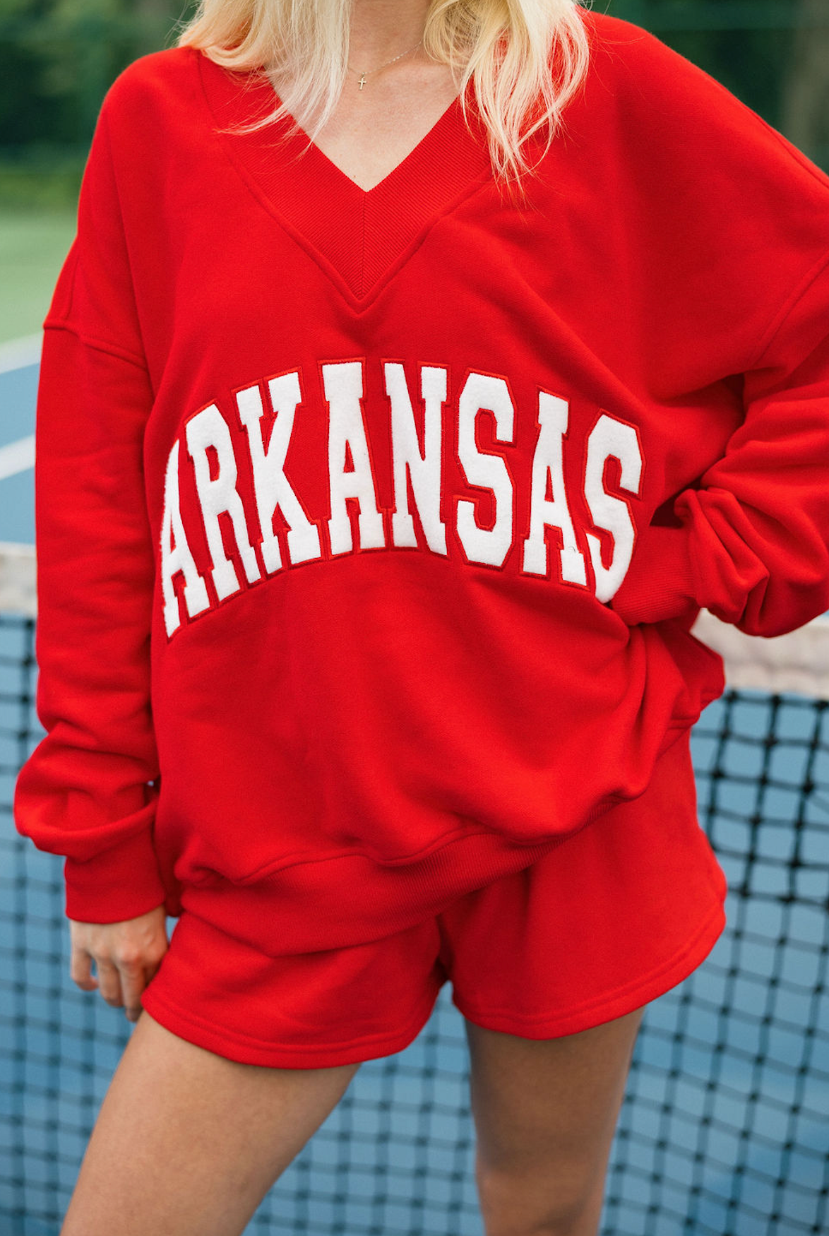 Arkansas Embroidered V-neck Sweatshirt