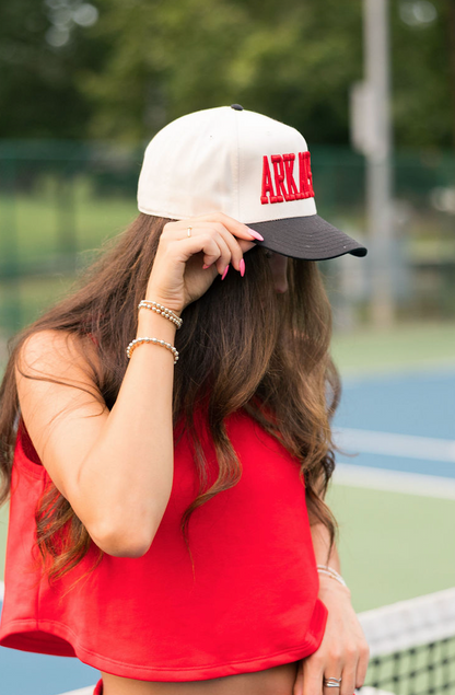 Arkansas Puff Text Hat Black/Red