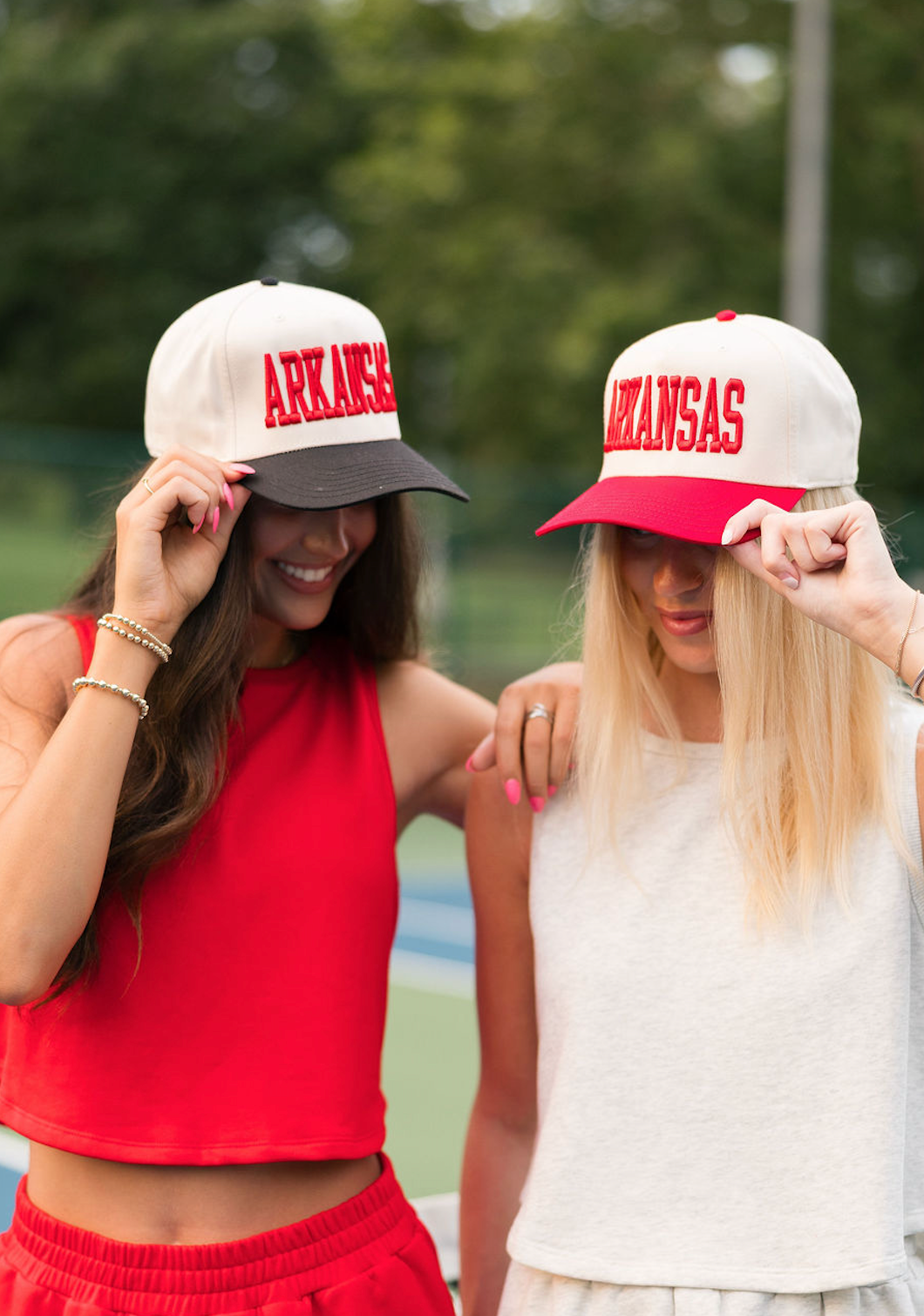 Arkansas Puff Text Hat Black/Red