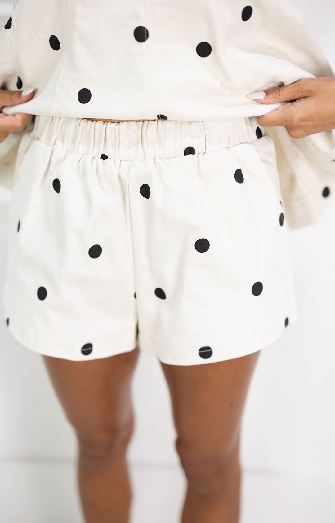 Polka Dot Flare Top & Shorts Set of 2 Ivory
