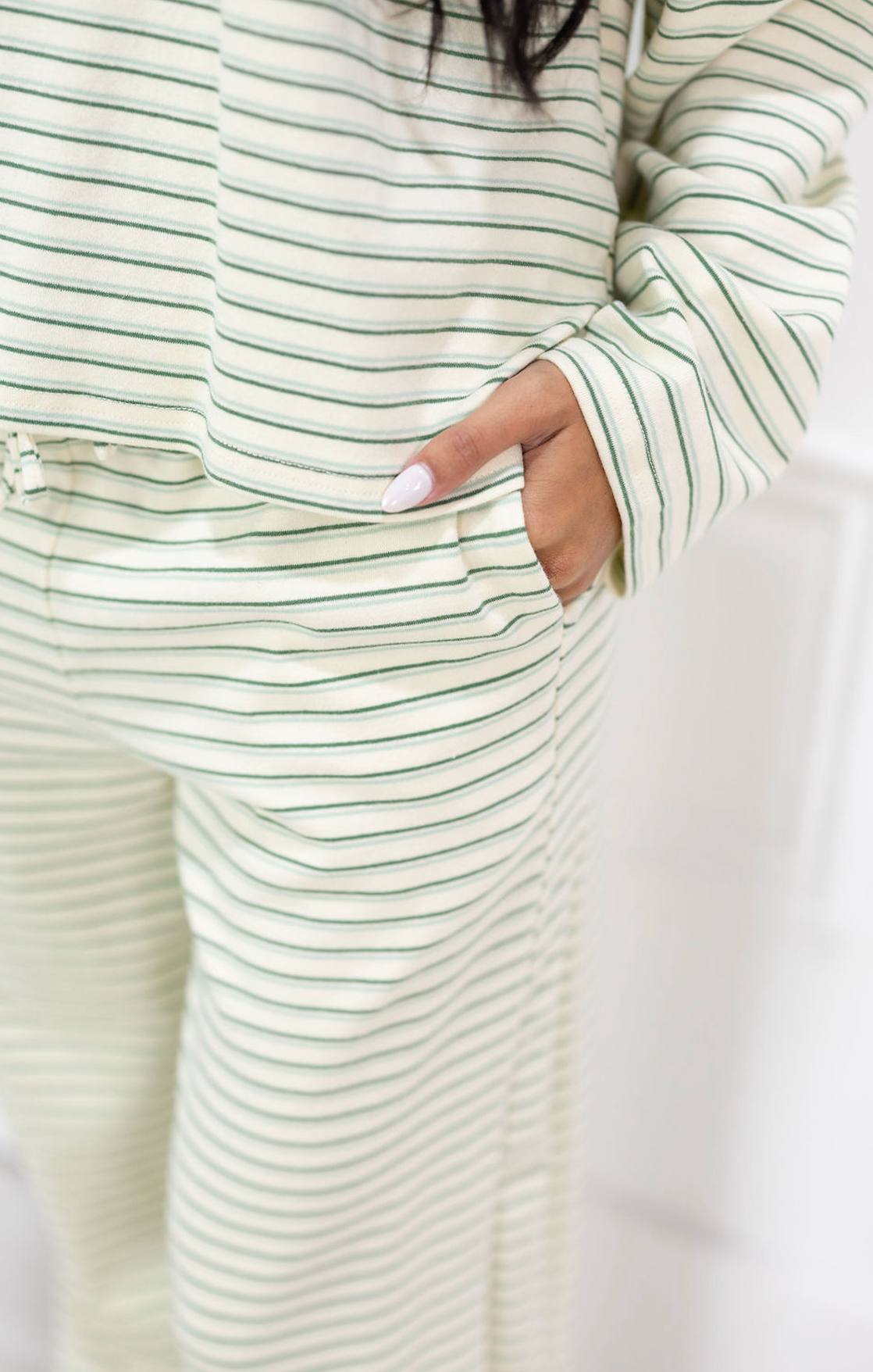 Sage Stripe Lounge Pants & Top Set of 2