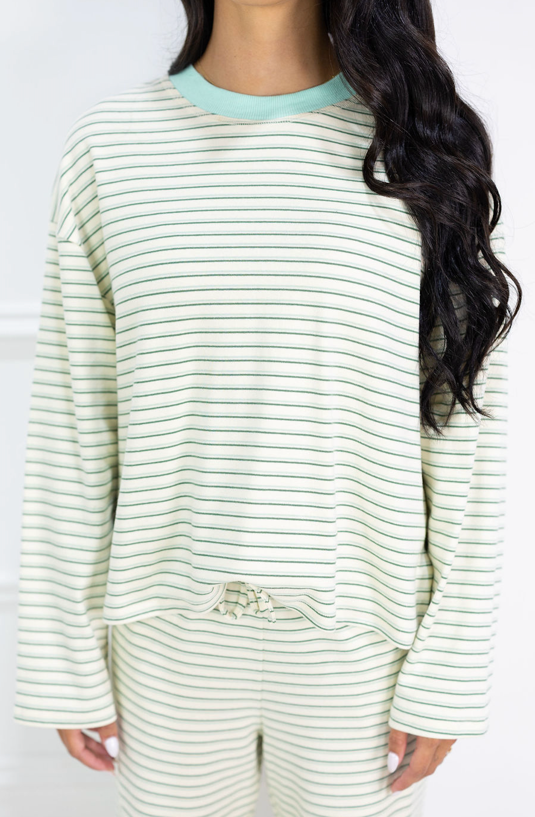 Sage Stripe Lounge Pants & Top Set of 2
