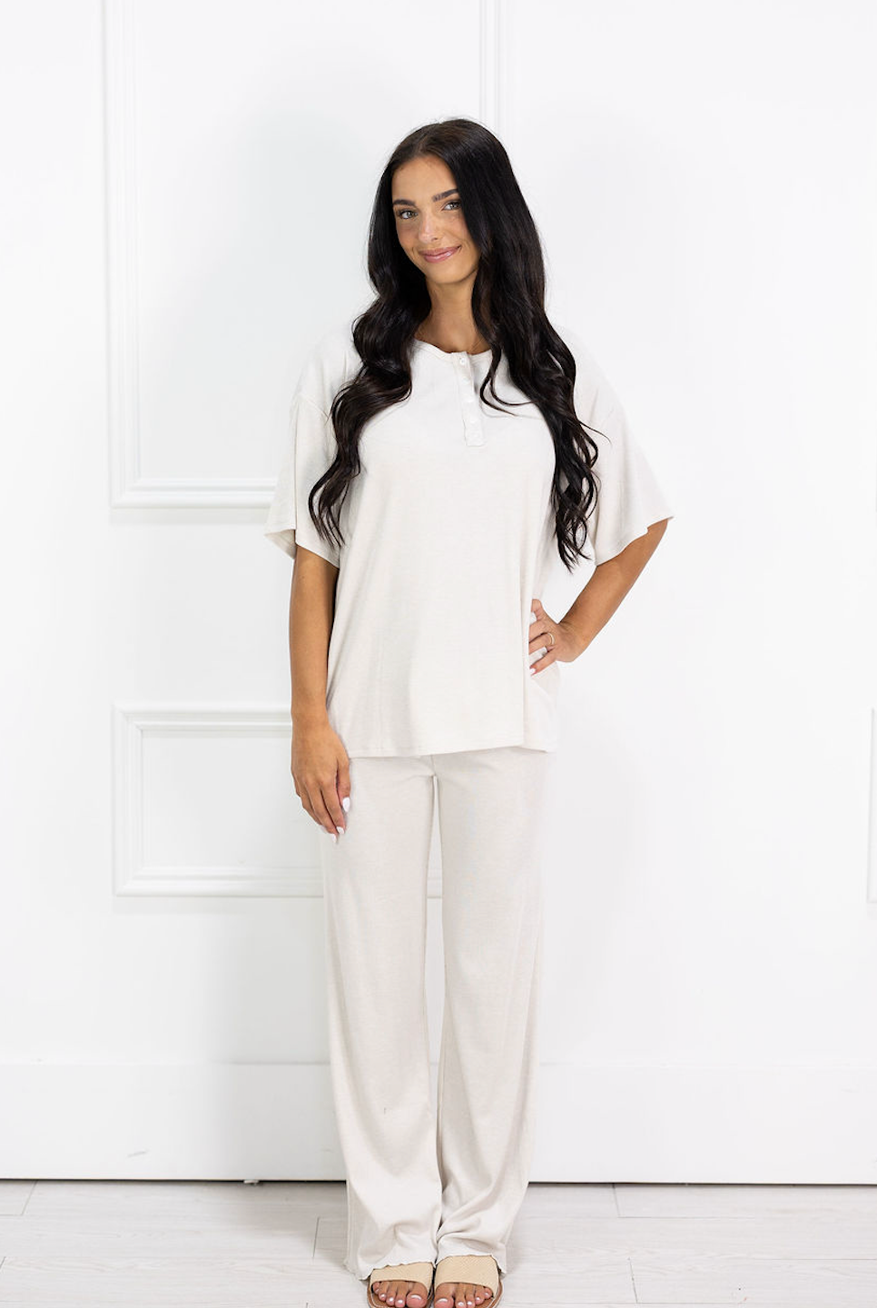 Ribbed Henley & Pants Set of 2