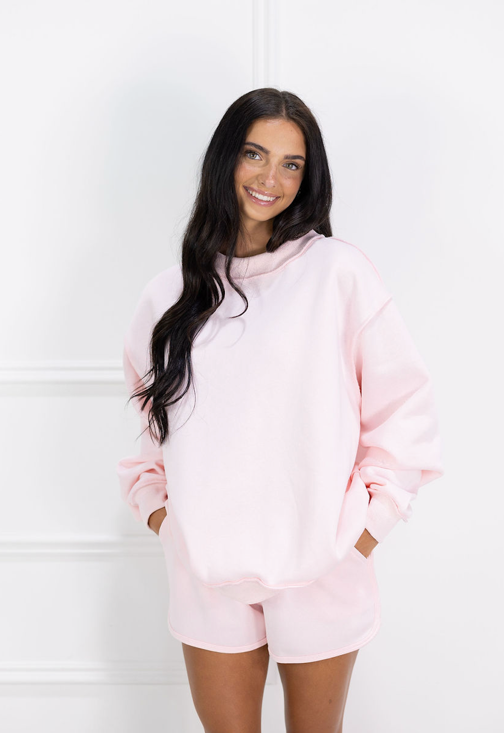 Solid Reversible Mock Neck Pink