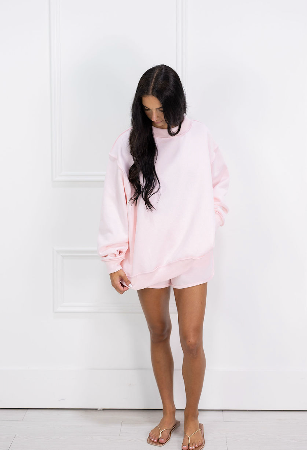 Solid Reversible Mock Neck Pink